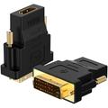 DVI to HDMI Adapter (2-Pack) - Gold-Plated 1080P Male to Female Converter Black