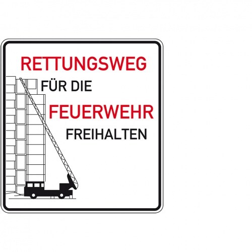 Schild I Hinweisschild Rettungsweg für Feuerwehr..., Aluminium RA0, reflektierend, 500x500mm, DIN 67520, nach StVO Image
