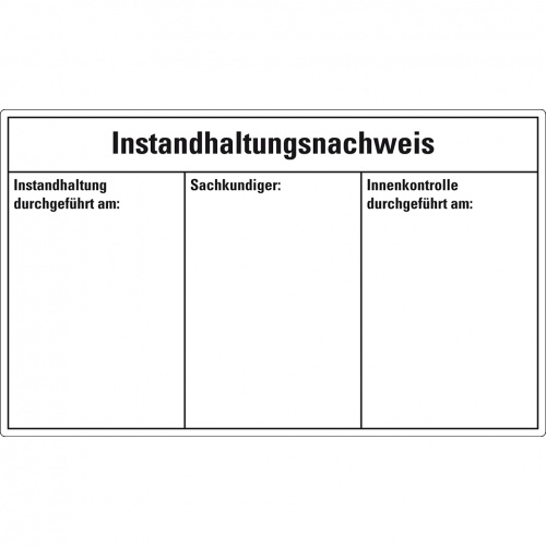 Instandhaltungsnachweis Feuerlöscher, DIN 14406-4, Folie, ablösbar, 100x60mm, 15/Heft Image