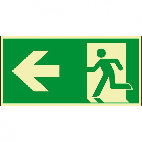 Schild I PERMALIGHT power langnachleuchtend Rettungszeichen Rettungsweg links, Aluminium, 400x200mm, ASR DIN EN ISO 7010 E001 Image