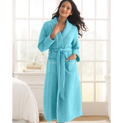 Appleseeds Women's Quilted Knit Belted Wrap Robe - Blue - XL - Misses