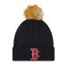 Women's New Era Navy Boston Red Sox Snowy Cuffed Knit Hat with Pom