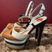 Gucci Shoes | Gucci Angel Platforms Size 5 Brown, Tan, White & Navy Adjustable Ankle Strap | Color: Brown/Tan | Size: 5