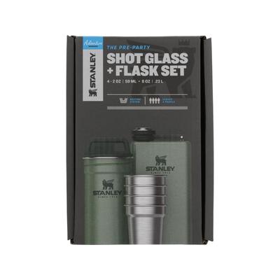 Stanley The Pre-Party Shot Glass w/ Flask Set Hammertone Green 10-01883-031