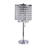 HomeRoots 468593 20 in. Modern Tall Crystal Chandelier Lamp Silver