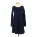 Old Navy Casual Dress - A-Line Scoop Neck Long sleeves: Blue Print Dresses - Women's Size X-Small