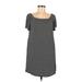 ABound Casual Dress - Shift Boatneck Short sleeves: Black Print Dresses - Women's Size Medium