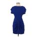 Silence and Noise Casual Dress - Sheath Crew Neck Short sleeves: Blue Print Dresses - Women's Size 2