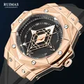 RUIMAS – montre de sport pour hommes montre à Quartz de luxe en or Rose bracelet en Silicone