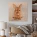 Gracie Oaks Portrait Of A Brown Rabbit - Traditional Wood Wall Art Décor - Natural Pine Wood in Brown/Pink | 30 H x 30 W x 1 D in | Wayfair