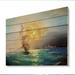 Breakwater Bay Old Battle Sea Ship - Nautical & Coastal Wood Wall Art - Natural Pine Wood in Blue/Brown/Yellow | 8 H x 12 W x 1 D in | Wayfair