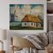 August Grove® Rural House In The Countryside - Traditional Wood Wall Art - Natural Pine Wood in Blue/Brown/Orange | 8 H x 12 W x 1 D in | Wayfair