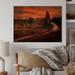 August Grove® Dark Pink Sunset Over The Road By The Farm - Farmhouse Wood Wall Art Panels - Natural Pine Wood Metal in Brown/Orange | Wayfair