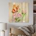 August Grove® Butterfly Elegeance On Seasonal Flower - Traditional Wood Wall Art Panels - Natural Pine Wood Metal in Brown/Orange/Pink | Wayfair
