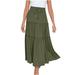 Mrat Skirt High Elastic Maxi Skirt Fashion Ladies Solid Casual Ruched Ruffles Elastic Waist Skirts Tennis Skirt