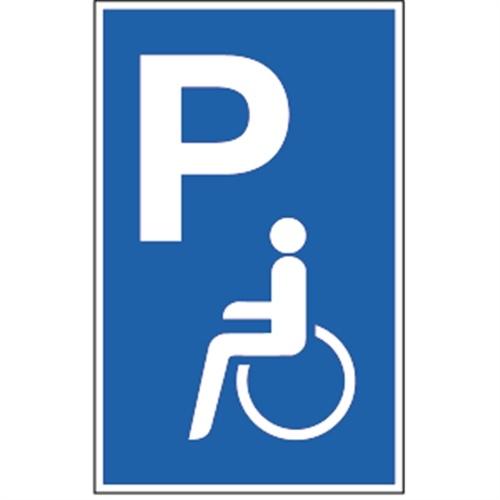 Schild Parkplatzschild - Parkplatz für Behinderte, Alu, 400x650 mm
