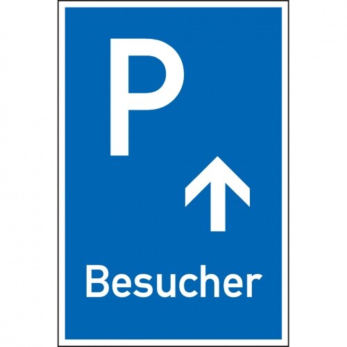 Schild I Parkplatzschild Besucher mit Pfeil geradeaus, Aluminium, 400x600mm Image