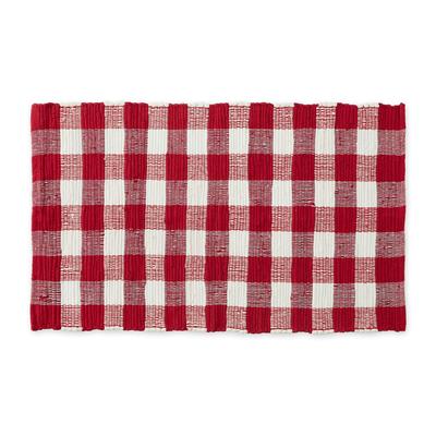 Red & White Buffalo Check Rag Rug 26X40 by DII in Red