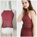 American Eagle Outfitters Tops | American Eagle Outfitters Bohemian Halter Lace Top Burgundy Size Medium | Color: Red | Size: M