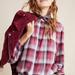 Anthropologie Tops | Anthropologie Cloth & Stone Glacier Pink Plaid Long Balloon Sleeve Top S | Color: Gray/Red | Size: S
