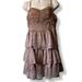 Anthropologie Dresses | Blue Bird Boutique Brown Floral Tiered Ruffle Ruched Hippie 70s Dress | Color: Brown/Gray | Size: L