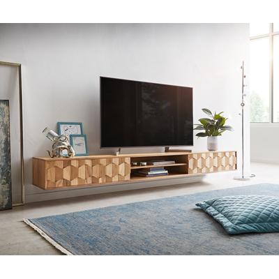 DELIFE Lowboard Fevo 240 cm Akazie Natur 4 Türen schwebend, Fernsehtische Image
