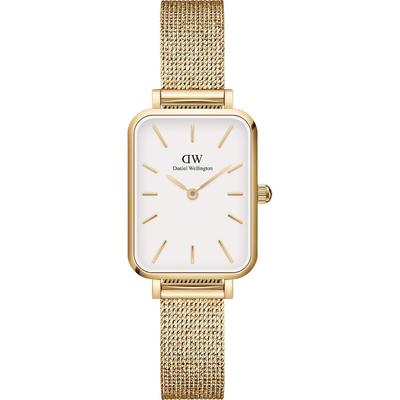 Daniel Wellington - Quadro Pressed Evergold Uhr (mit goldenem Mesh-Armband) Damenuhren 1 ct Schwarz Damen