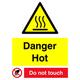 Warnschild mit Aufschrift"Danger Hot Do Not Touch", 150 x 200 mm, A5P, 5 Stück