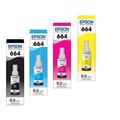 Genuine Epson Ink Bottles - Ecotank (T6641-4-SVH) 4 Bottles: Black, Cyan, Magenta, Yellow (ET-2500, ET-2550, ET-2600, ET-2650, ET-4500)