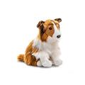 Uni-Toys - Long Hair Collie Sitting - Face White-Brown - 27 cm (Height) - Plush Dog Collie Pet - Plush Toy, Cuddly Toy