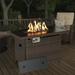 Aoxun Propane Fire Pit Table 40 in CSA Propane Fire Table Rectangular 50 000 BTU Auto Ignition Gas Fire Pit for Outside Patio Deck Brown Wicker