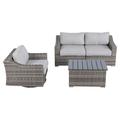 Living Source International 4-Piece Wicker Swivel Rocker Seating Group in Gray