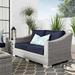 Modway Conway Modern Wicker / Rattan Patio Loveseat in Light Gray/Navy