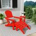Polytrends Laguna All Weather Poly Outdoor Patio Adirondack Chair Set - with Ottoman and Side Table (3-Piece) Red