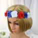 GROFRY Artificial Flower Stretchy Headband Red White Blue Women Elastic Head Band Hair Accessories