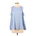 LC Lauren Conrad Sleeveless Top Blue Print Crew Neck Tops - Women's Size Small