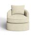 Barrel Chair - Birch Lane™ Mills 38" Wide Swivel Barrel Chair Wood/Polyester/Fabric in Brown | 35 H x 38 W x 39 D in | Wayfair