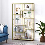 Everly Quinn Campy 70.86" H x 39.37" W Steel Etagere Bookcase in Yellow | 70.86 H x 39.37 W x 11.81 D in | Wayfair A321C7D7FBFF4A78BFE021DE3FB8CE54