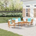 Mondovi 4 Piece Sofa Seating Group Wood/Natural Hardwoods in Brown/White Laurel Foundry Modern Farmhouse® | Outdoor Furniture | Wayfair