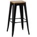 Decorative Accent Bar Stool for Indoor and Outdoor, Wooden Brown and Metal Black