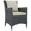 Modern Contemporary Urban Design Outdoor Patio Balcony Dining Chair Beige Rattan