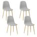 Boowill Modern Dining Chairs Set of 4 Light Gray Fabric Chairs for Dining Room Kitchen