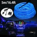 MTFun EL Wire Interior Car LED Strip Lights 16.4ft USB Powered Car LED Lights Eye-Friendly EL Wire Car Interior Light for Sunroof Dash Armrest Door Frame EL Wire String Strip for Party