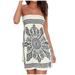 Mrat Skirt Wrap Skirts For Women Ladies Tube Strapless Strapless Printed Sleeveless Tight Skirt Dress Dress Tennis Skirts For Female