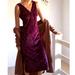 Anthropologie Dresses | Anthropologie L Nwt Plum Velvet Burnout Slip Midi Sleep Dress Lounge Purple Maxi | Color: Purple/Red | Size: L