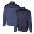 Men's Cutter & Buck Navy Michigan Wolverines Vault Stealth Hybrid Quilted Full-Zip Windbreaker Jacket