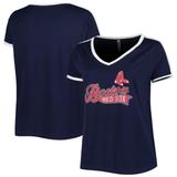 Women's Soft as a Grape Navy Boston Red Sox Plus Size V-Neck T-Shirt