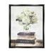 Stupell Industries Delicate White Florals on Parisian Bookstack Jet Black Framed Floating Canvas Wall Art 24x30 by Ziwei Li