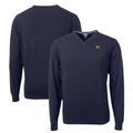 Men's Cutter & Buck Navy Michigan Wolverines Lakemont Tri-Blend V-Neck Pullover Sweater