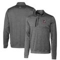 Men's Cutter & Buck Steel Arkansas Razorbacks Heathered Vault Stealth Quarter-Zip Pullover Top